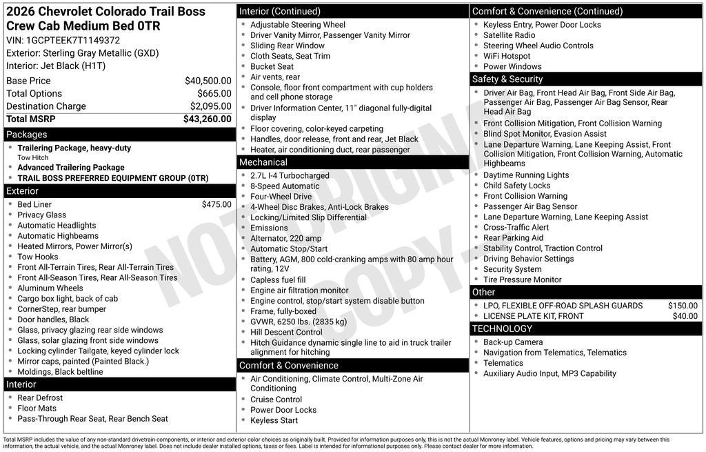 2026 Chevrolet Colorado Trail Boss