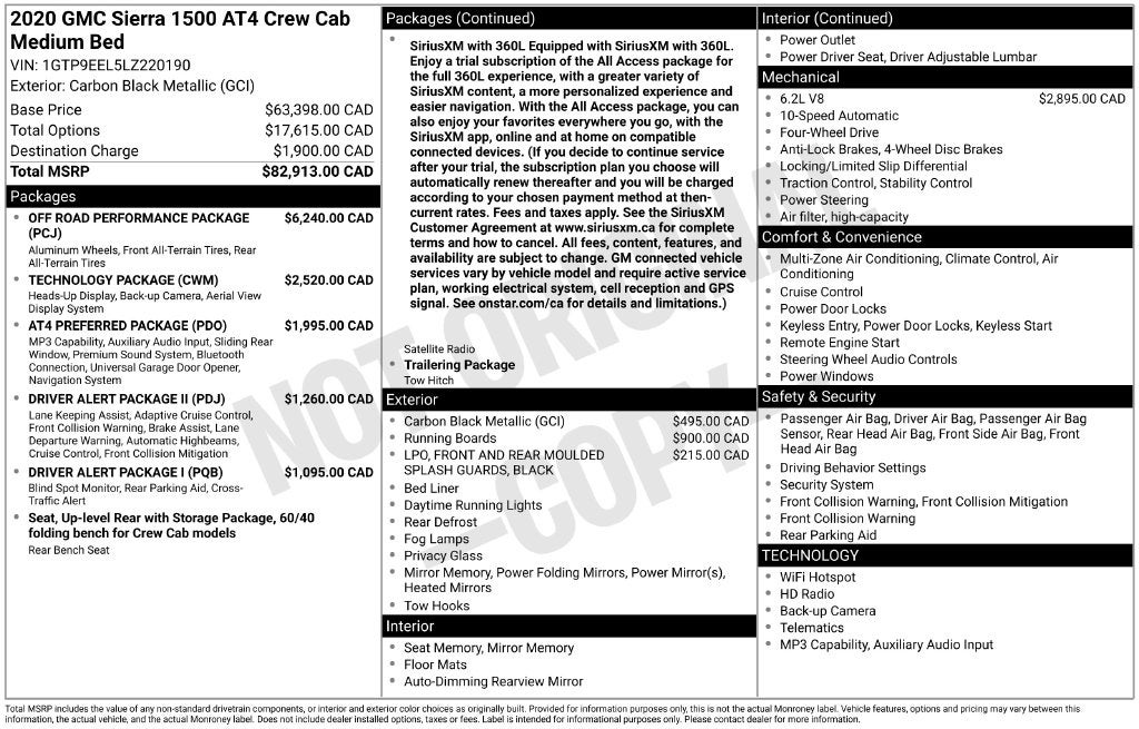 2020 GMC Sierra 1500 AT4