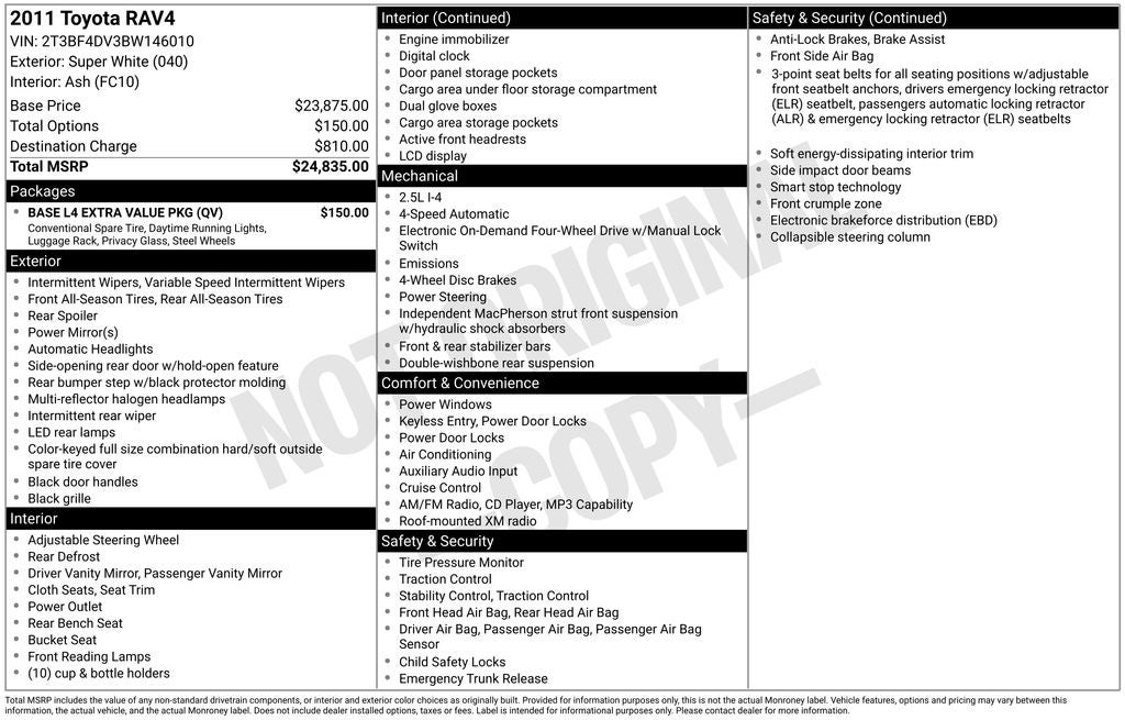 2011 Toyota RAV4 Base