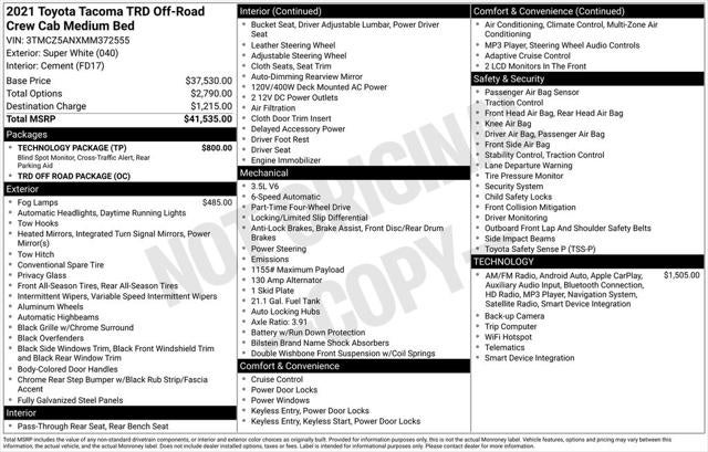 2021 Toyota Tacoma TRD Off-Road V6