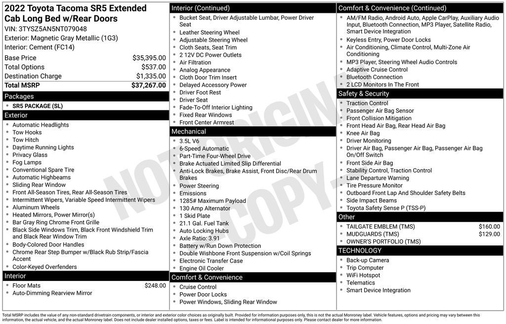 2022 Toyota Tacoma SR5 V6