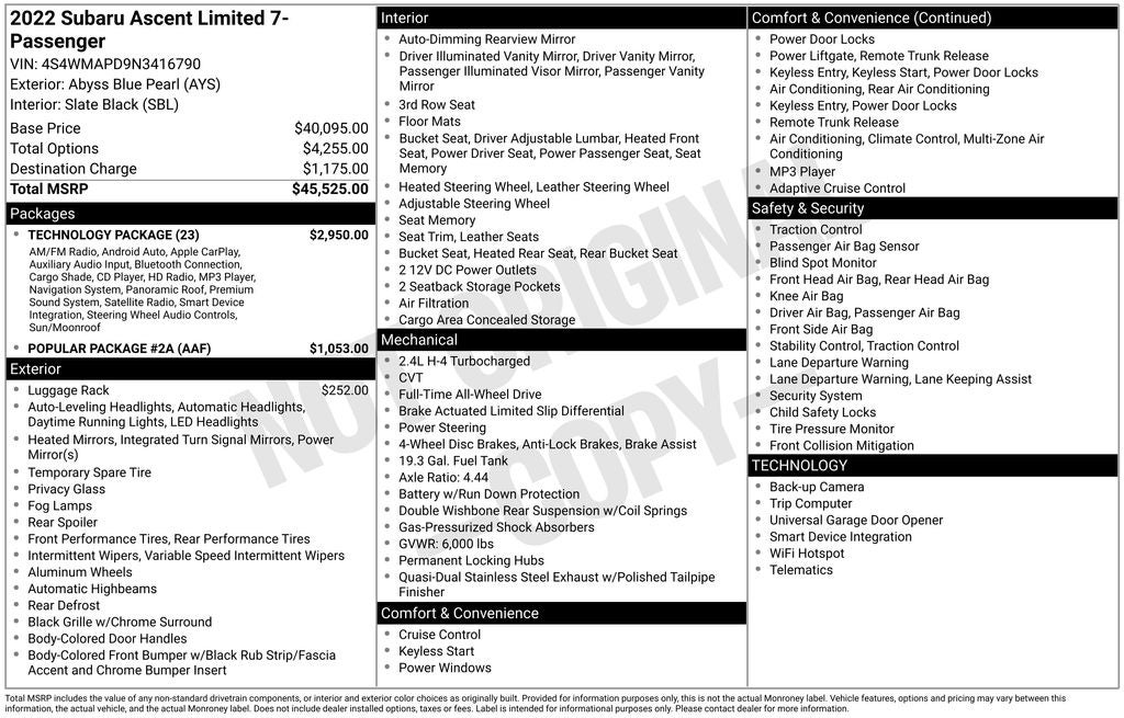 2022 Subaru Ascent Limited