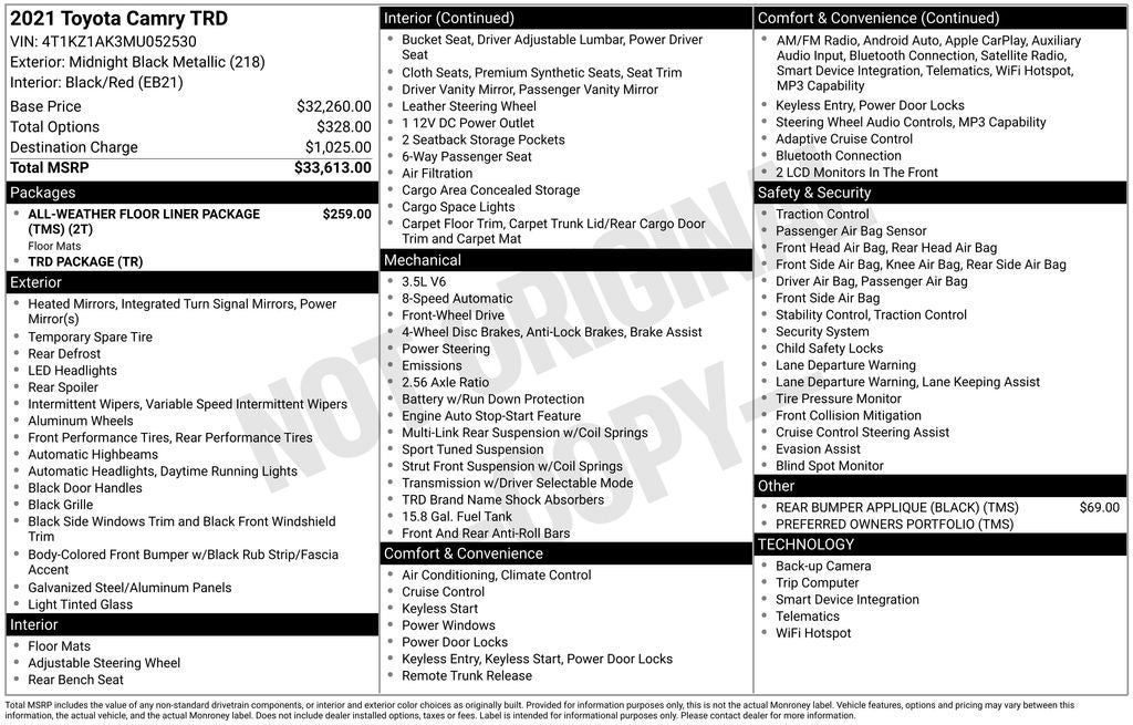 2021 Toyota Camry TRD V6