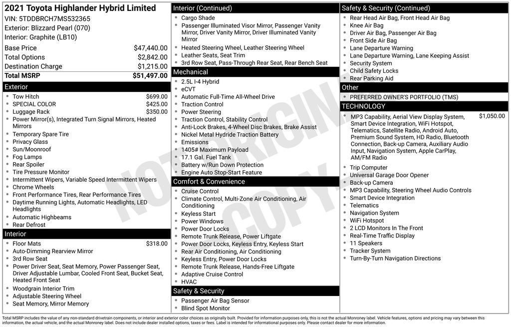 2021 Toyota Highlander Hybrid Limited