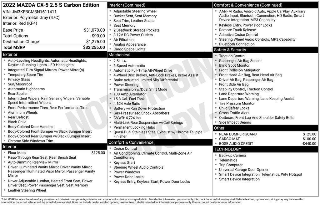 2022 Mazda Mazda CX-5 2.5 S Carbon Edition