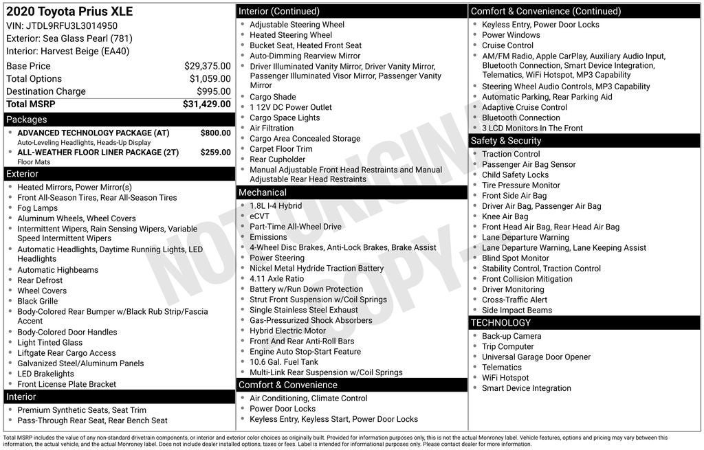 2020 Toyota Prius XLE AWD-e