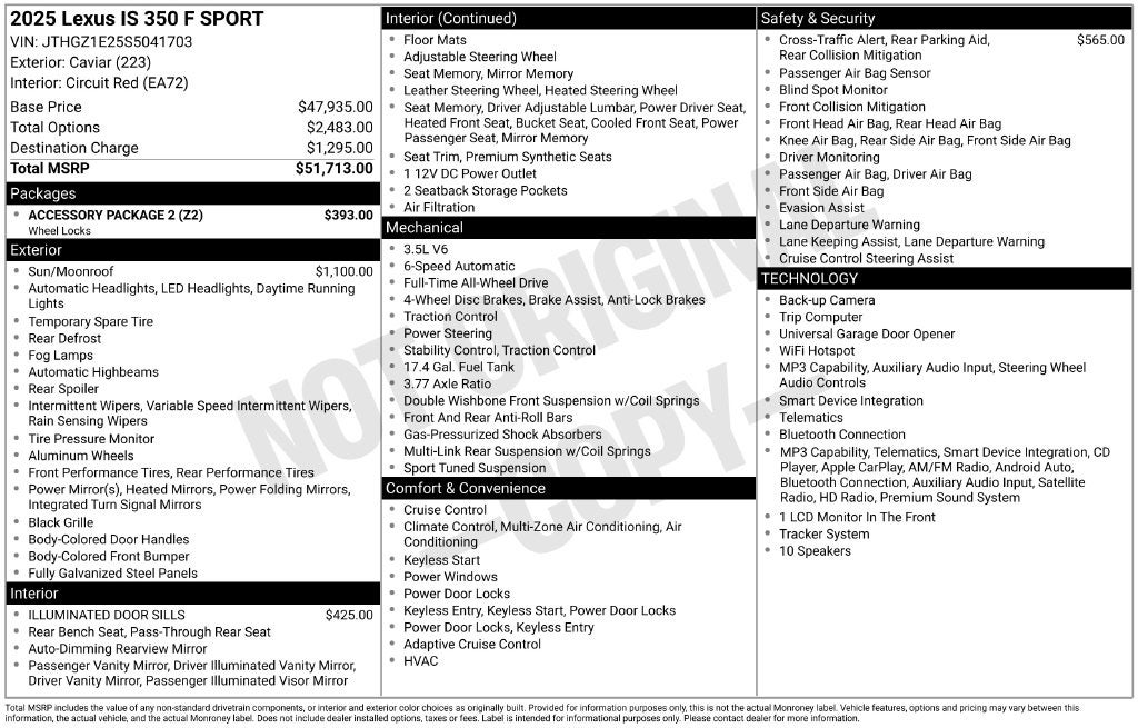 2025 Lexus IS 350 F SPORT