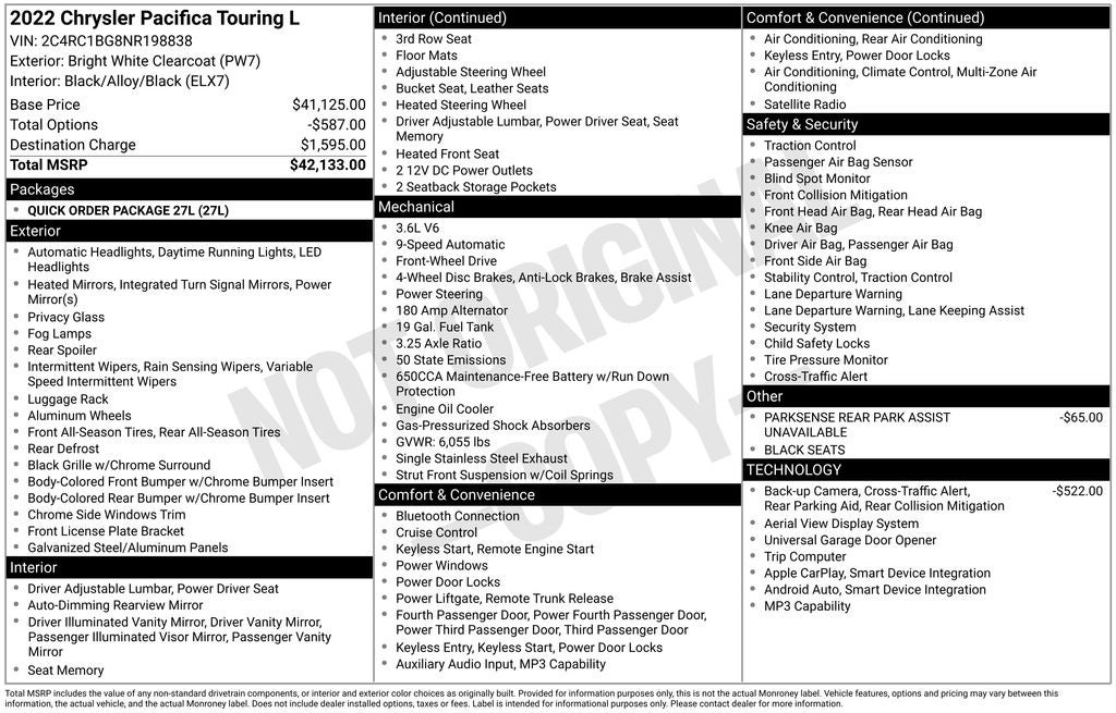 2022 Chrysler Pacifica Touring L