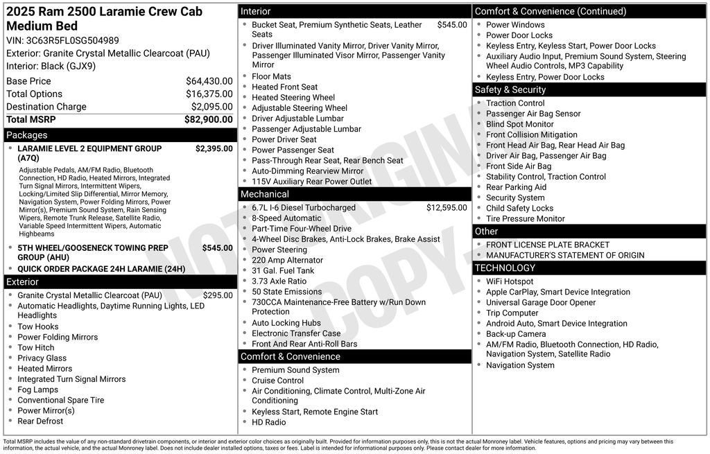 2025 RAM 2500 Laramie Crew Cab 4x4 6'4' Box