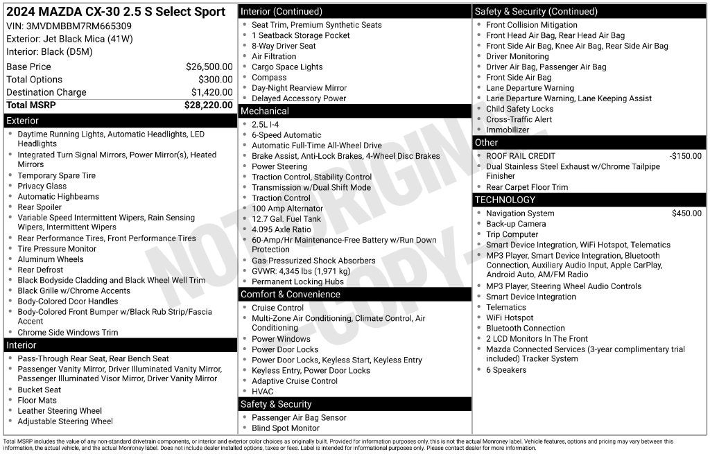 2024 Mazda Mazda CX-30 2.5 S Select Sport