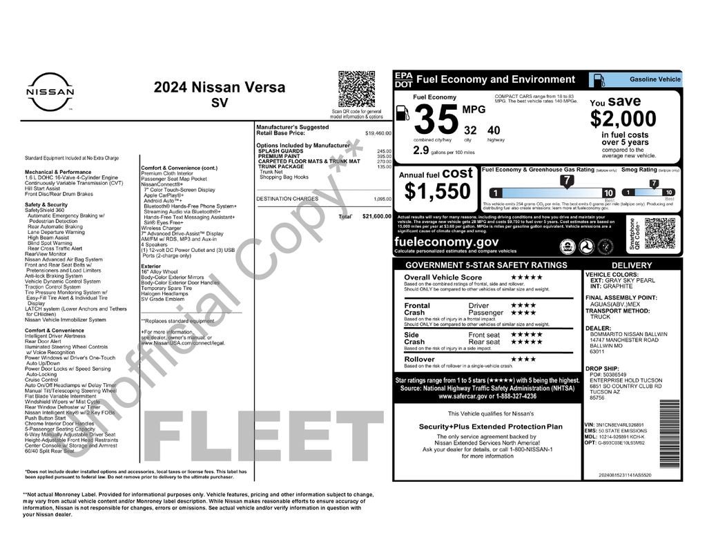 2024 Nissan Versa 1.6 SV