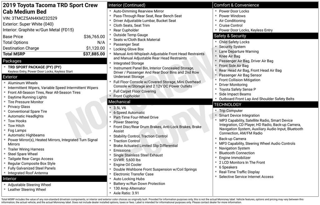 2019 Toyota Tacoma TRD Sport V6