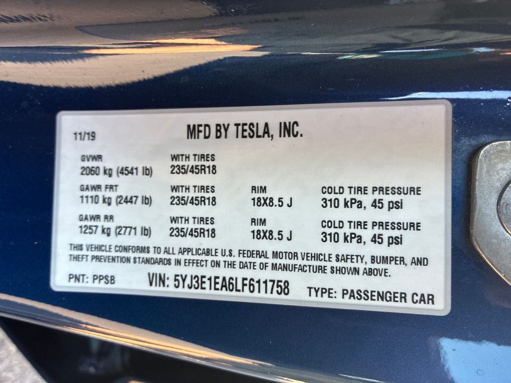 2020 Tesla Model 3 Standard Range Plus