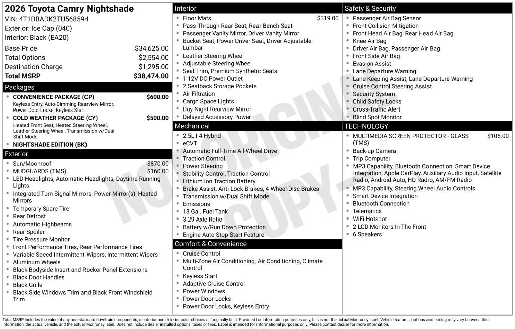 2026 Toyota Camry Nightshade AWD