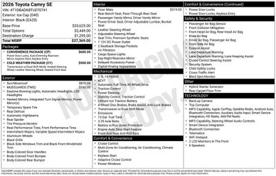 2026 Toyota Camry SE AWD