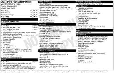 2026 Toyota Highlander Platinum