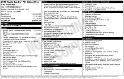 2026 Toyota Tundra 1794 Edition