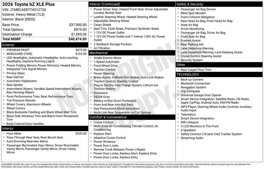 2026 Toyota bZ XLE
